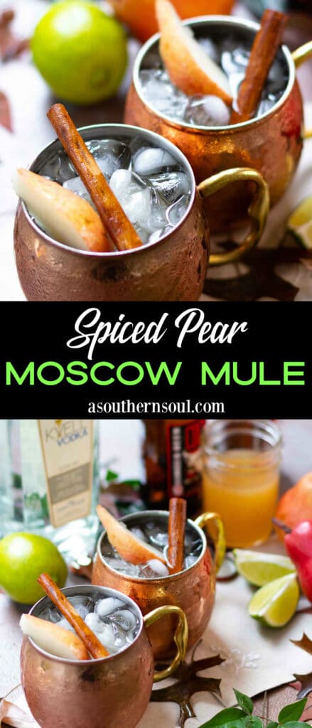 Spiced Pear Moscow Mule 2 photos for Pinterest.