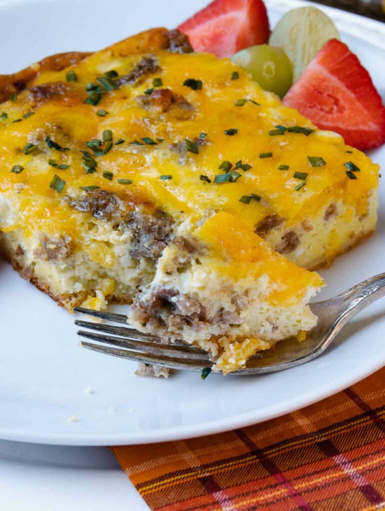 Breakfast Bake made with sausage and egg and cheese for a delicious treat in the morning!