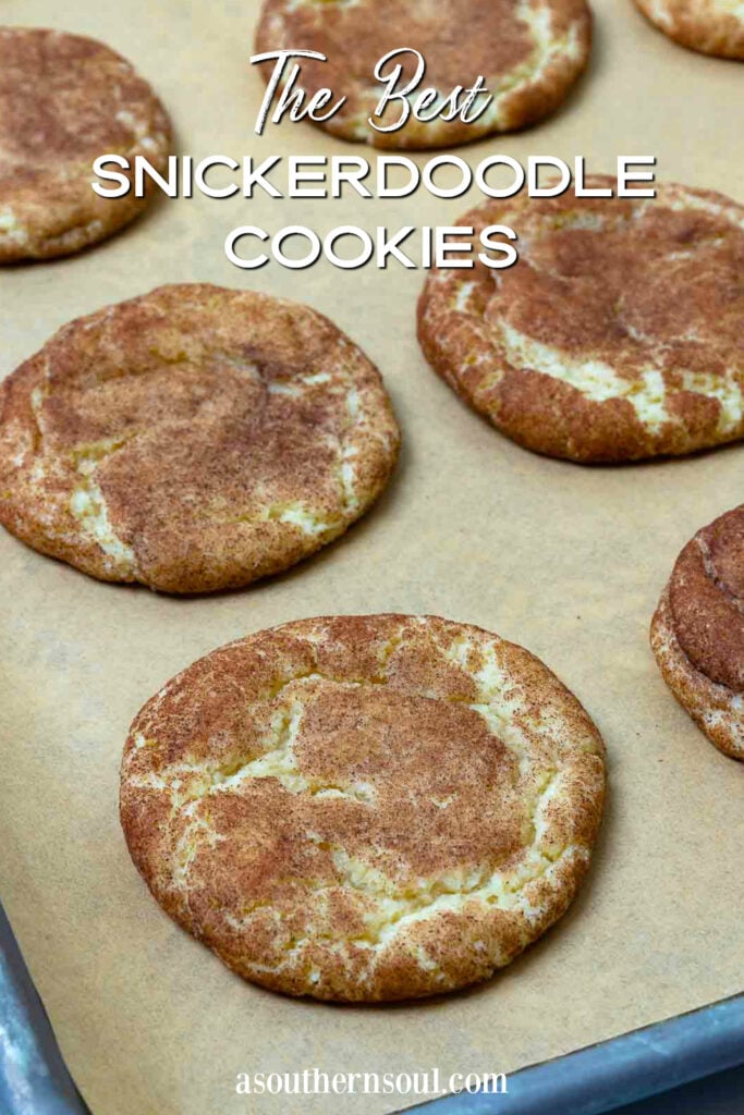 The Best Snickerdoodle Cookies with text overlay for Pinterest image.