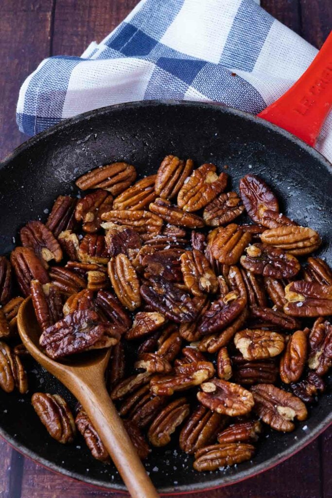 How To Toast Pecans in a skillet on the stove top.