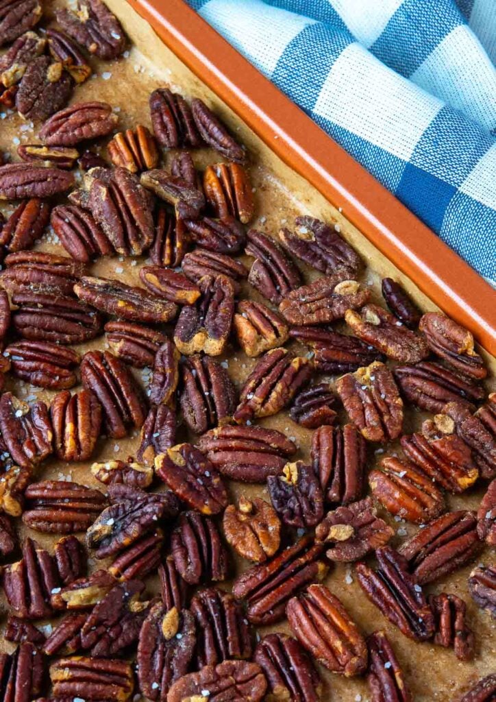 How To Toast Pecans on a sheet tray for salads, casseroles and desserts.