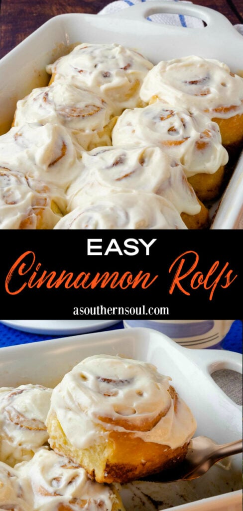 Two images of Easy Cinnamon Rolls for Pinterest.