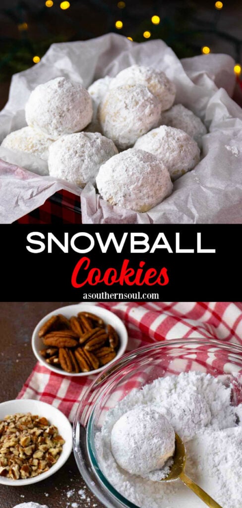 2 images of Snowball Cookies for Pinterest.