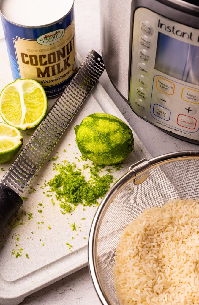 Ingredients for Instant Pot Coconut Lime Rice.