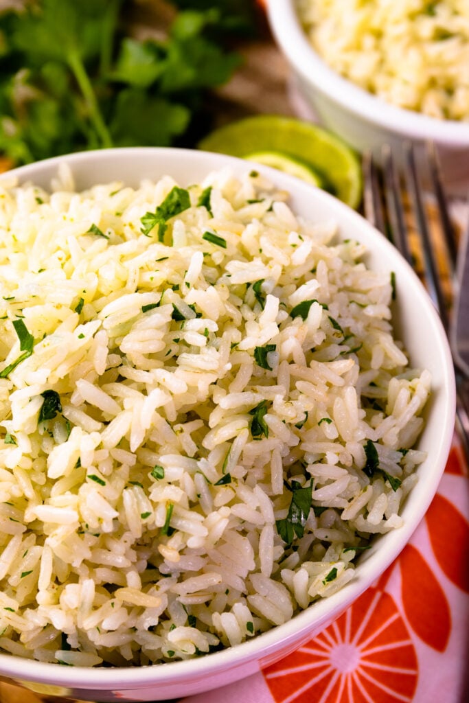 Bowl of Instant Pot Coconut Lime Rice.