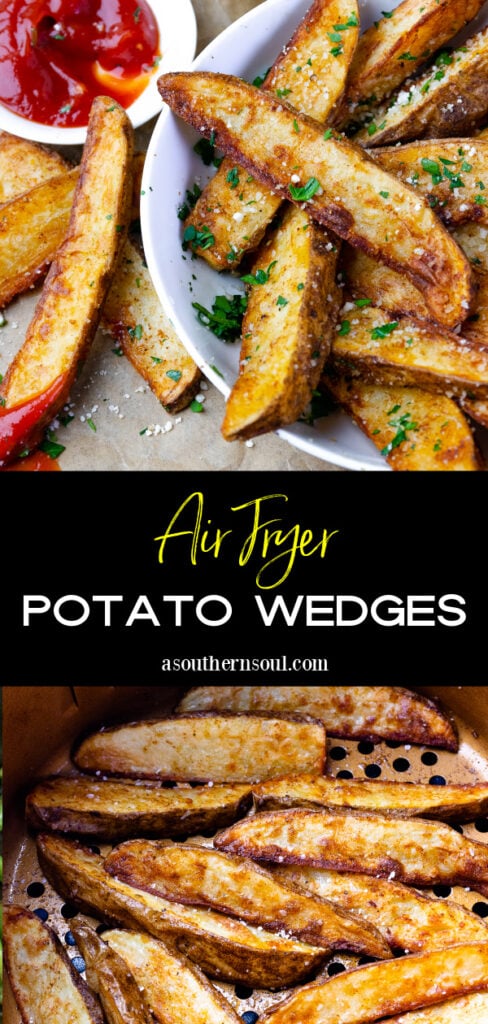 Air Fryer Potato Wedges 2 images for Pinterest.