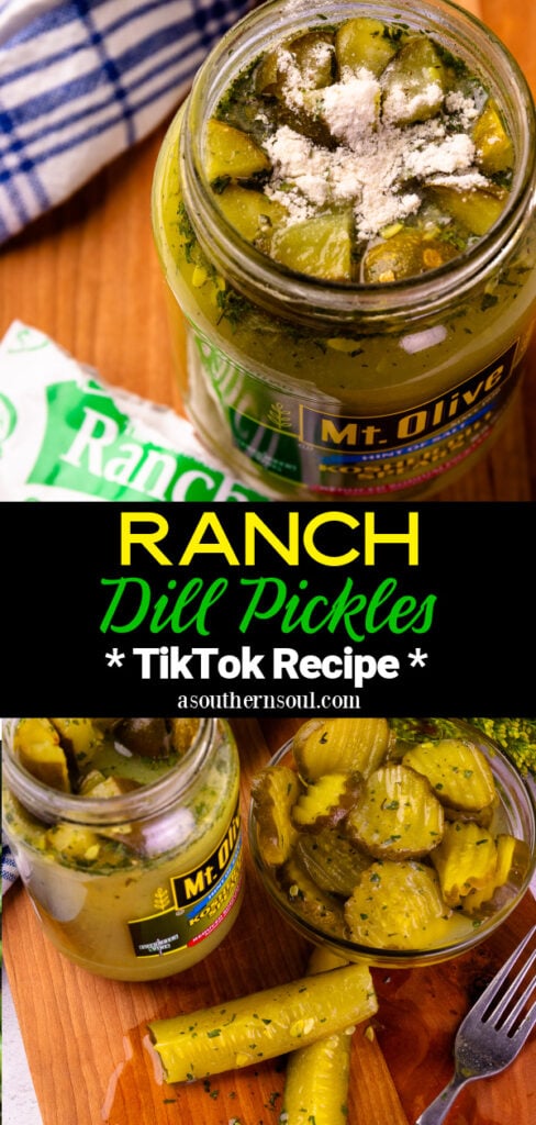Ranch Dill Pickles with 2 photos for Pinterest board on A Southern Soul
