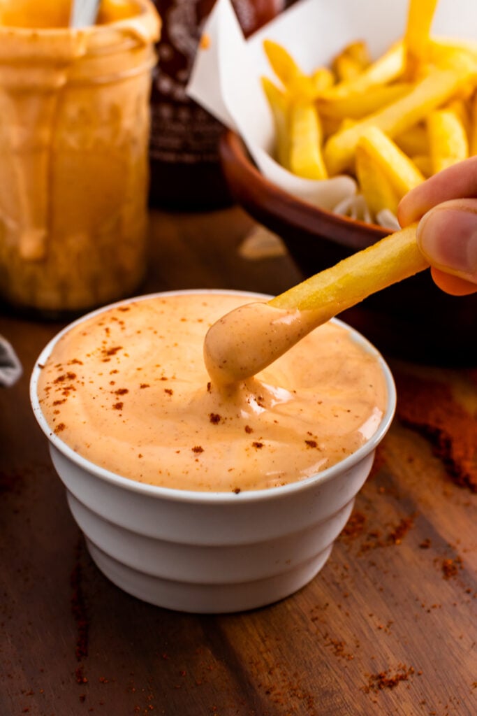 Spicy Mayo Sauce with french fries for dipping.