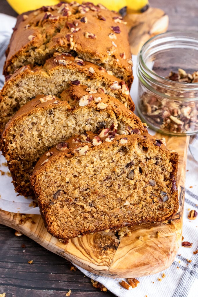 Banana Bread Sliced Board from Easy Banana Nut Bread recipe