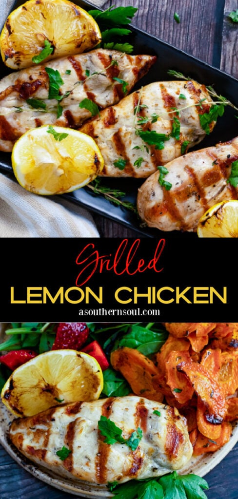 Pinterest pin for Grilled Lemon Chicken