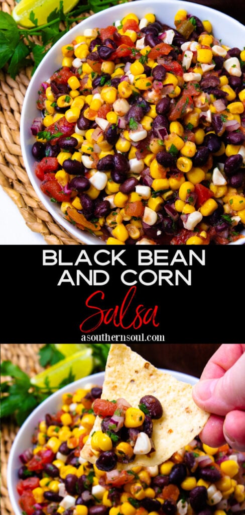 Black Bean And Corn Salsa Photos in collage for Pinterest