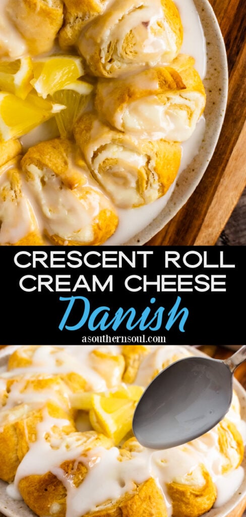 Pinterest pin for Crescent Roll Cream Cheese Danish