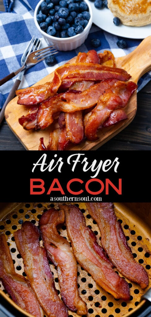 Air Fryer Bacon 2 images for Pinterest