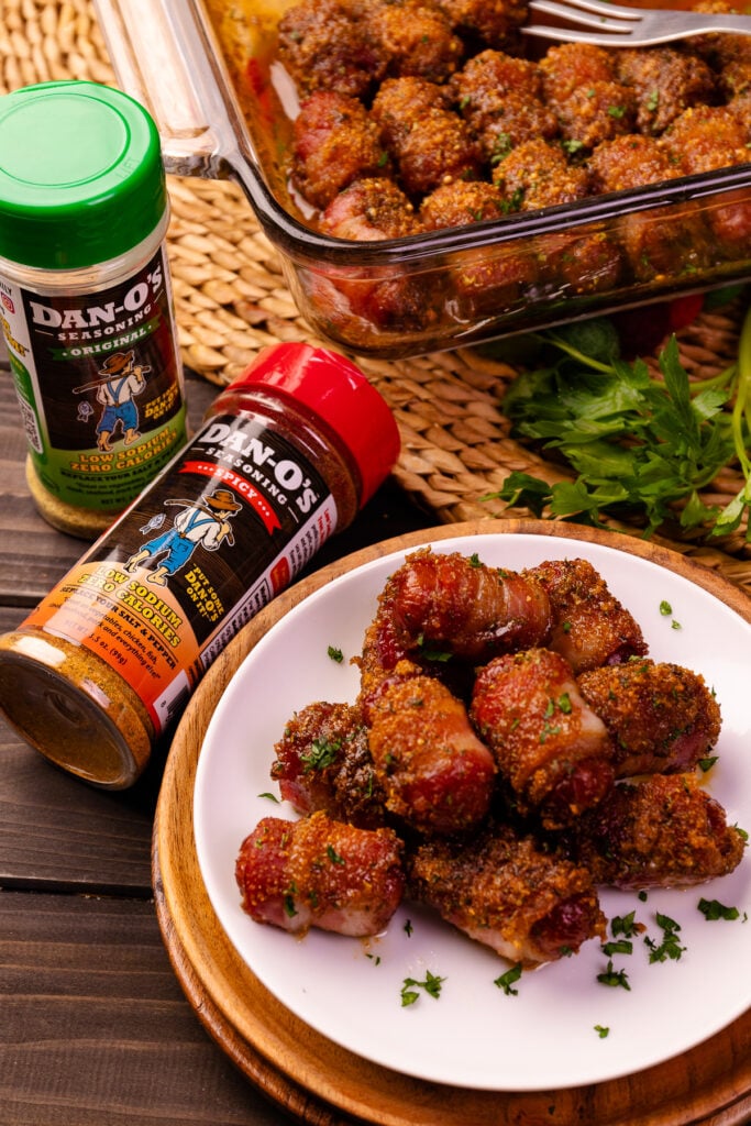 Bacon Smokies Pan Plate from Sweet And Spicy Bacon Wrapped Little Smokies recipe
