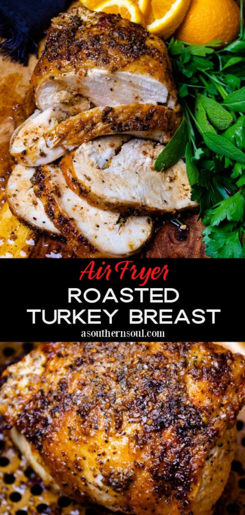 Pinterest pin for Air Fryer Roasted Turkey Breast