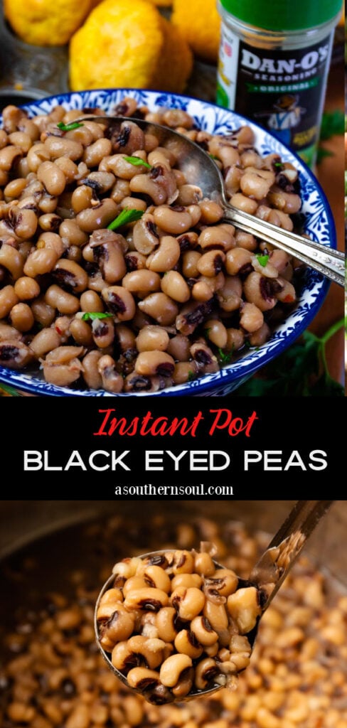 Black Eyed Peas made in the Instant Pot flavored with Dan-O's seasoning.