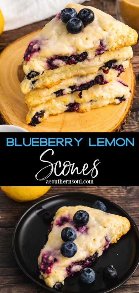 Two images of Blueberry Lemon Scones for Pinterest.