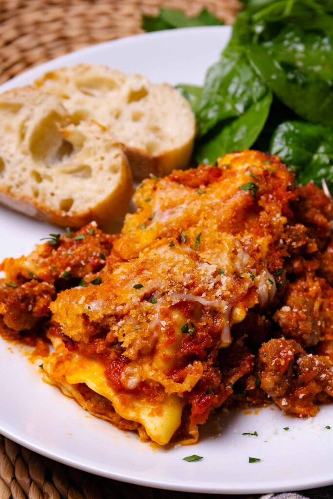 Italian Ravioli Plate2 from Cheesy Italian Sausage Ravioli Bake recipe
