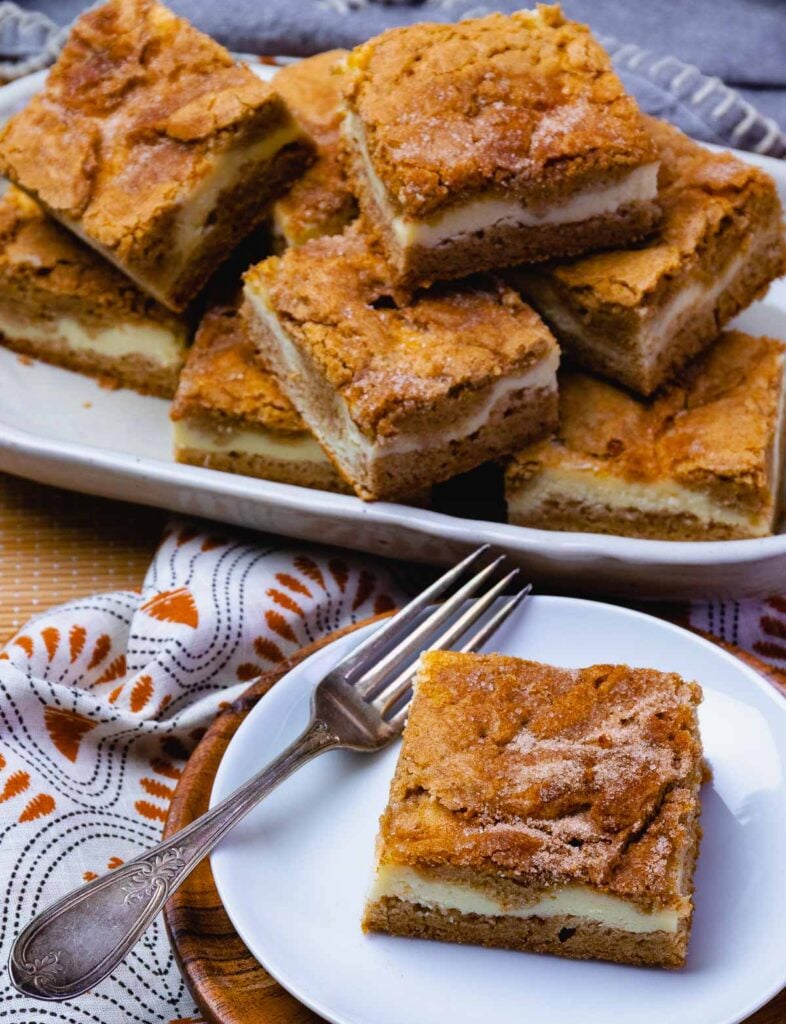 Snickerdoodle Cheesecake Bars made with pantry ingredients for the best dessert.