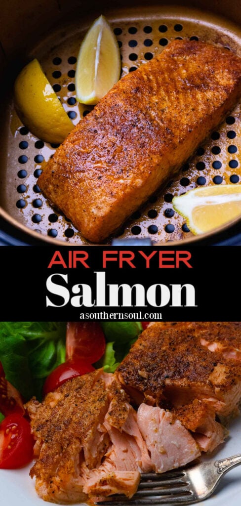 Pinterest pin for Air Fryer Salmon (10 Minute Recipe)
