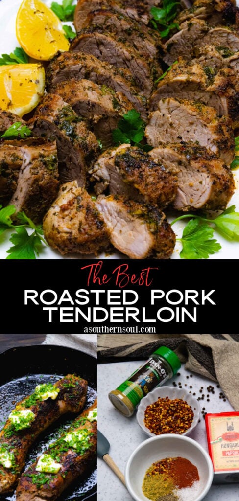 Pinterest pin for Roasted Pork Tenderloin