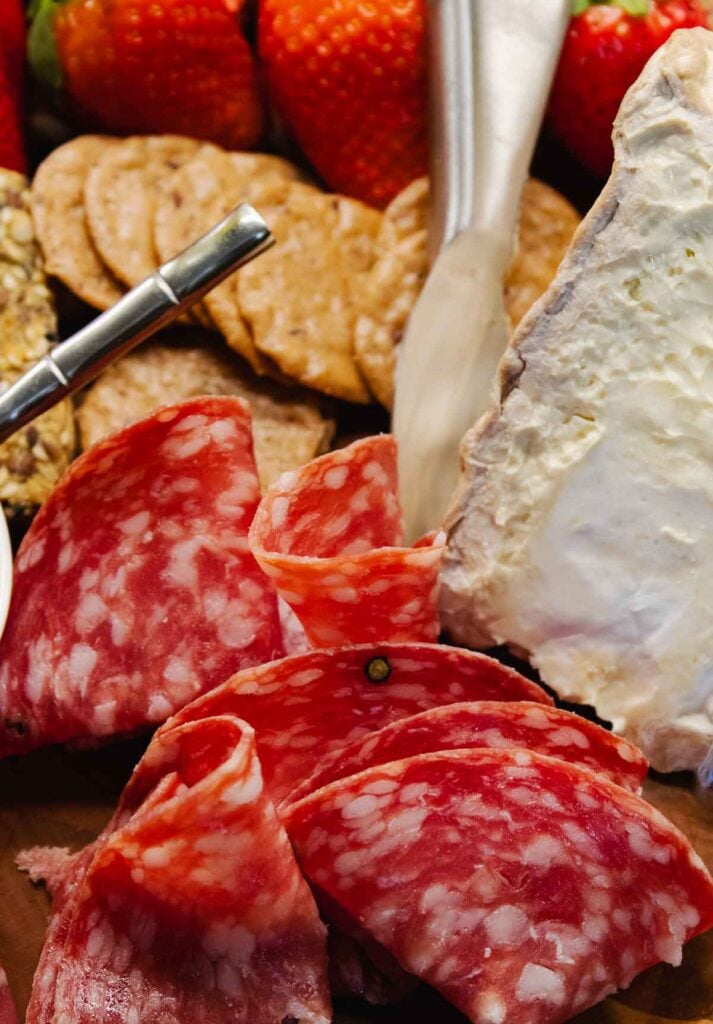 Salami and cheese for Valentines Day Board