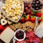 Valentines Day Board for two with sweets, meat and cheese.