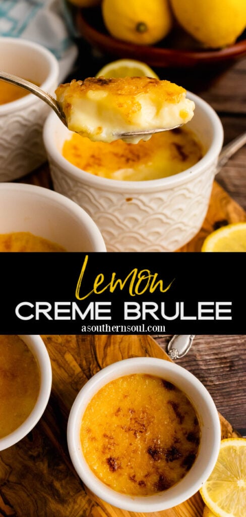 Pinterest pin for Lemon Crème Brûlée Recipe