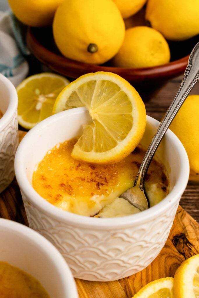 Lemon Creme Brulee is creamy, light and perfectly baked with a sugar topping that's amazing to crack into!