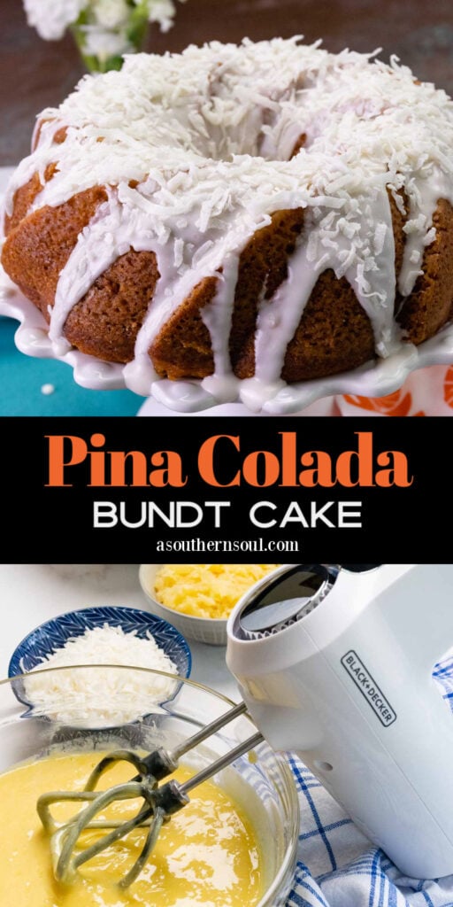 Pinterest pin for Piña Colada Bundt Cake