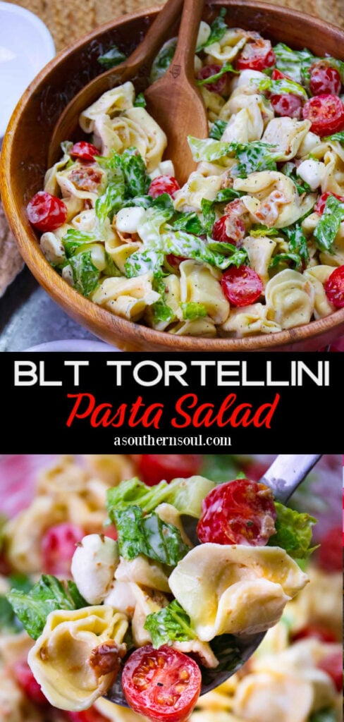 Pinterest pin for BLT Tortellini Pasta Salad