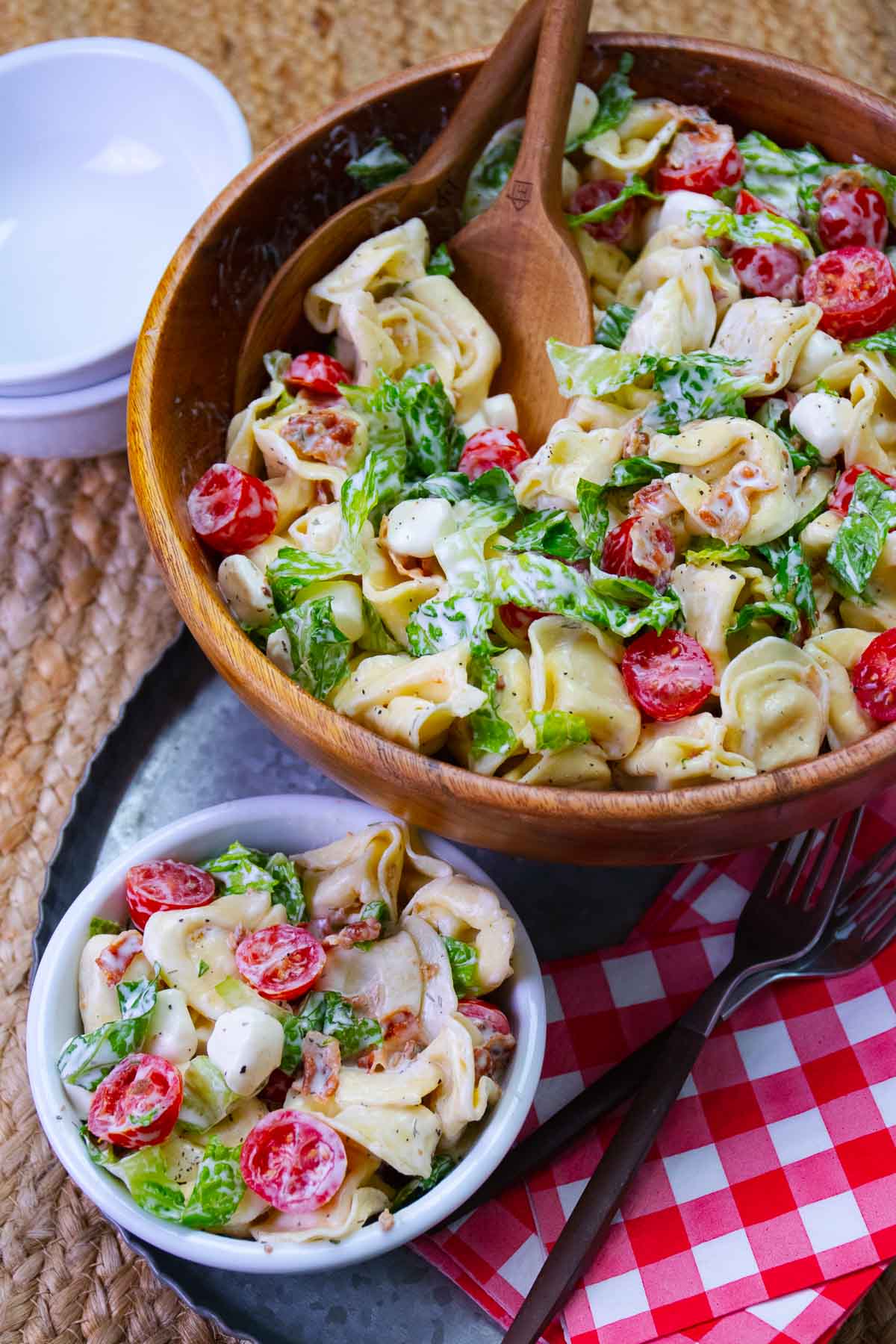 BLT Tortellini Pasta Salad served for a picnice or cookout is the ultimate side dish for summer.