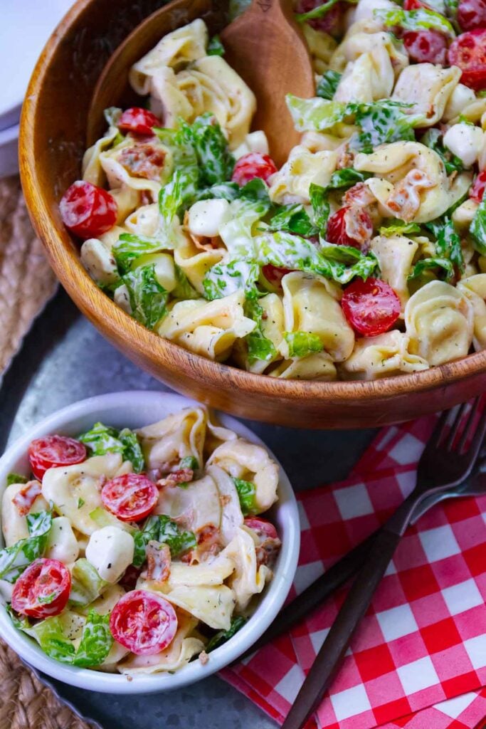 BLT Tortellini Pasta Salad served for a picnice or cookout is the ultimate side dish for summer.