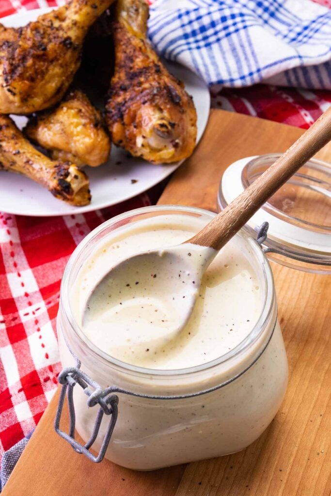 Alabama White BBQ Sauce is creamy, tangy and peppery. Slather it on grilled chicken, pork, fish or dunk your fries in it for a delicous taste you won't believe.