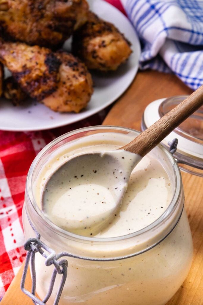 Alabama White BBQ Sauce is creamy, tangy and peppery. Slather it on grilled chicken, pork, fish or dunk your fries in it for a delicous taste you won't believe.