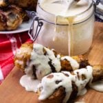 2 grilled chicken legs drizzled with Alabama White BBQ sauce for a picnic, lunch or a cookout.