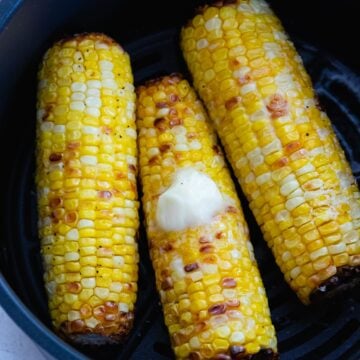 Air Fryer Corn On The Cob is perfectly cooked and delicious.