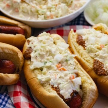 A Carolina Slaw Dog is a classic hot dog recipe that deserves a spot on every summertime cookout menu