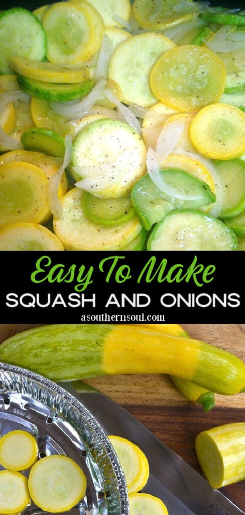 Pinterest pin image for Southern Squash and Onions