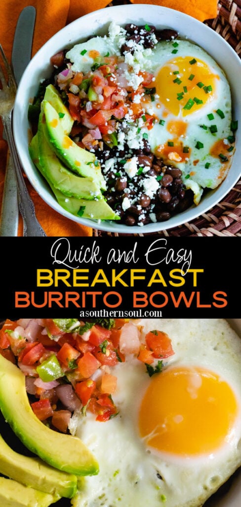 Quick and easy Breakfast Burrito Bowls are the perfect way to start the day! They are loaded with protein, fresh salsa, and creamy avocado. Just add a splash of hot sauce, and you've got an amazing breakfast to keep you fueled up all morning long.