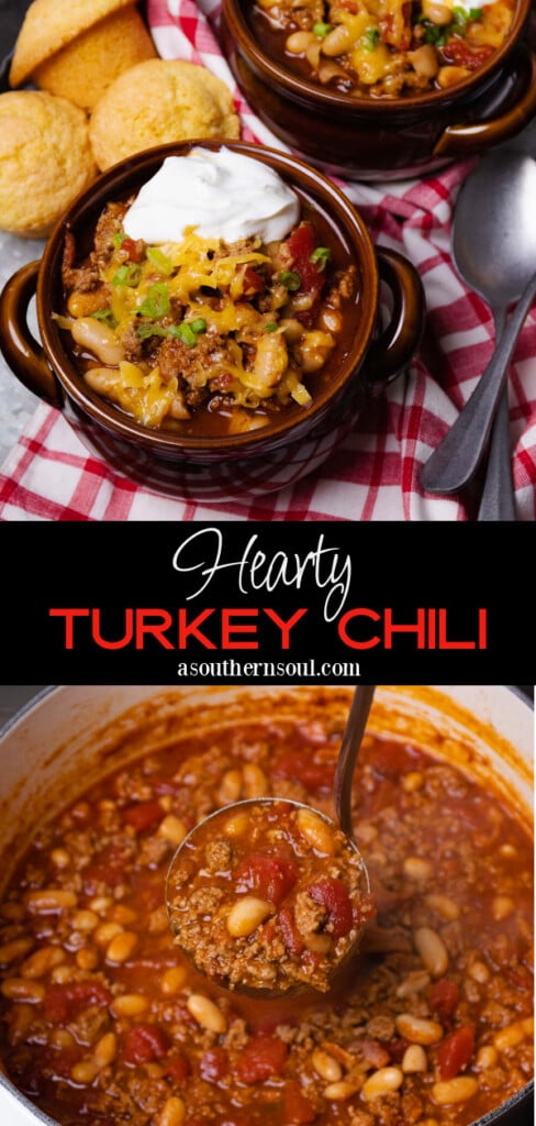 Pinterest pin for Hearty Turkey Chili