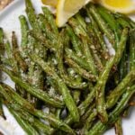Air Fryer Green Beans with lemon and parmesan are made in just 10 minudes for a healthy, flavorful side dish.
