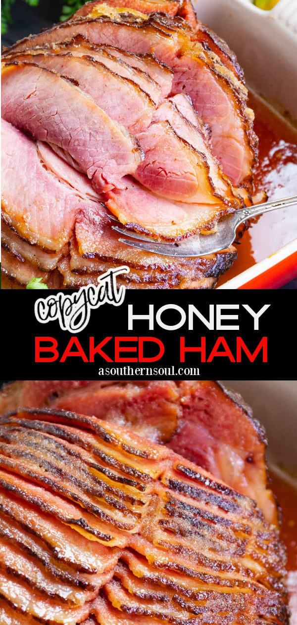 Pinterest pin image for Copycat Honey Baked Ham Recipe