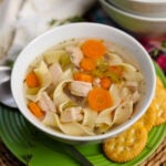 Homemade Turkey Noodle Soup made in the crock pot is light, flavorful and made with the best leftovers making it perfect for an easy, comfort food meal.