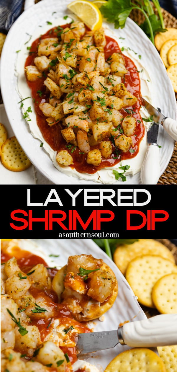 Pinterest pin for Cream Cheese Shrimp Dip