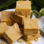 Homemade Peanut Butter Fudge made in the microwave with just 4 ingredients in about 10 minutes is smooth, buttery and full of amazing peanut butter flavor!