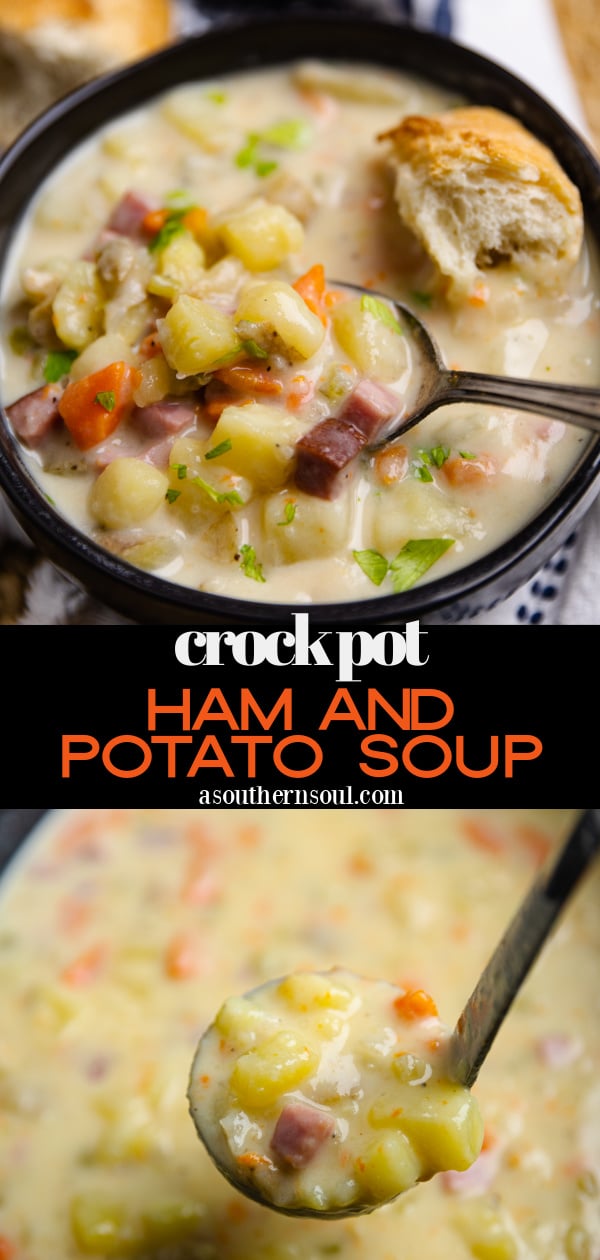 Pinterest pin for Crock Pot Ham And Potato Soup
