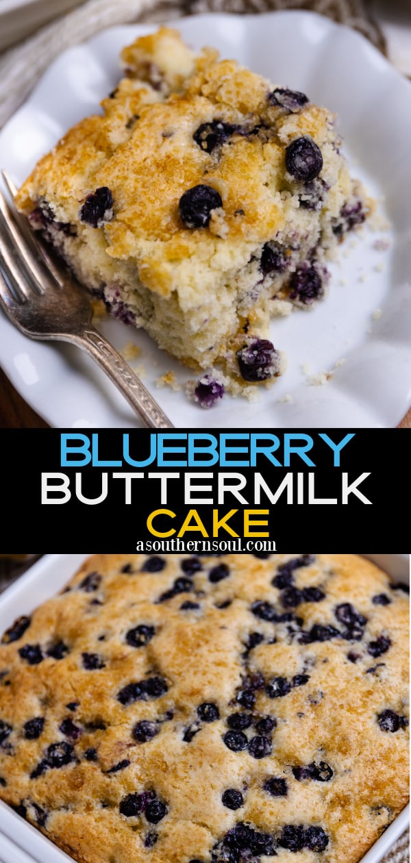 Pinterest pin for Blueberry Buttermilk Cake