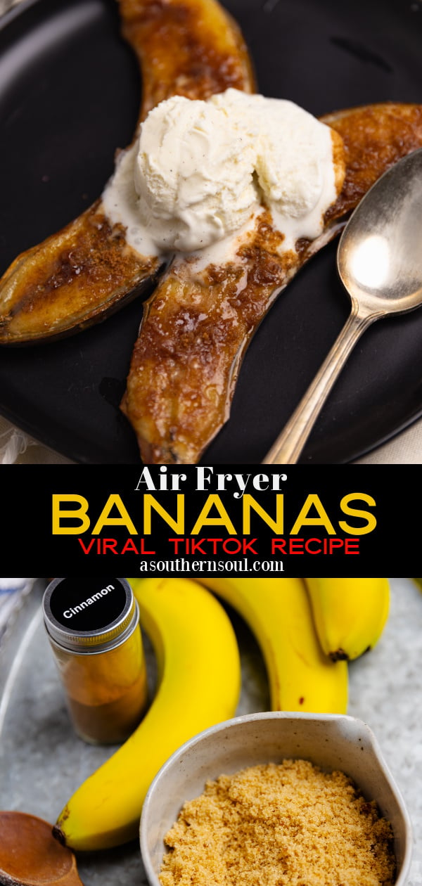 Pinterest pin for Air Fryer Bananas (TikTok Viral Recipe)
