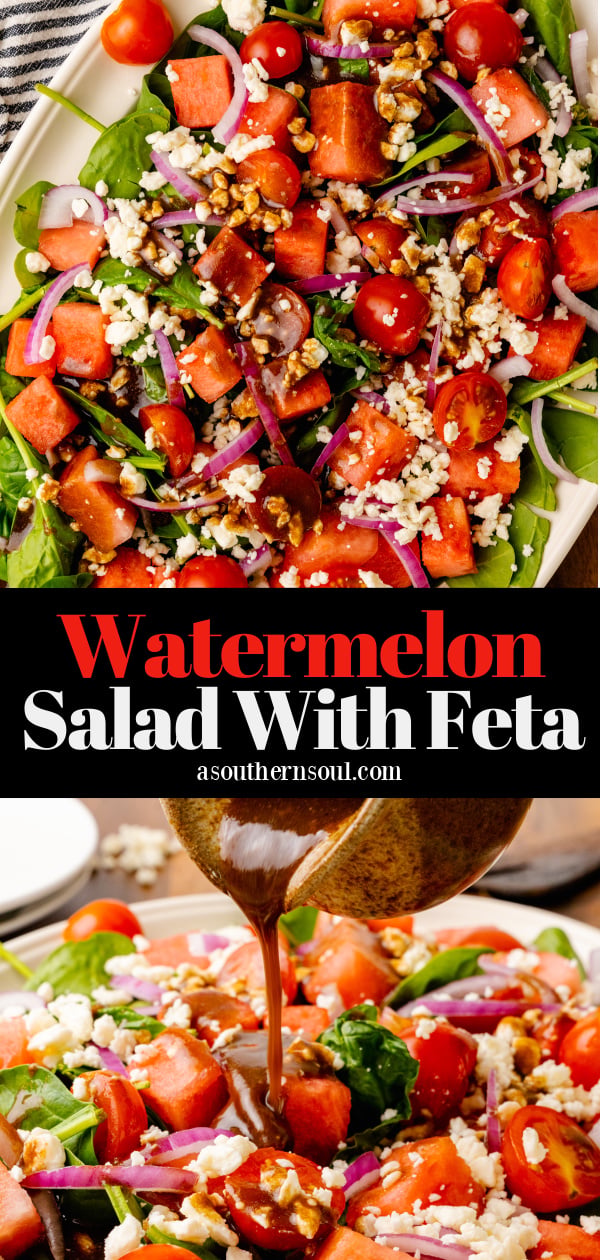 Pinterest pin for Watermelon Salad With Feta (Refreshing And Easy)